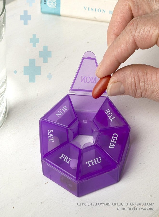 Deke Home - Small Weekly Pill Organizer, Round Pill Dispenser for Travel, Mini Pill Organizer, Compact Medicine Holder, Pill Sorters 7 Days, Portable Vitamin Container, BPA Free (Food Grade) - Image 3